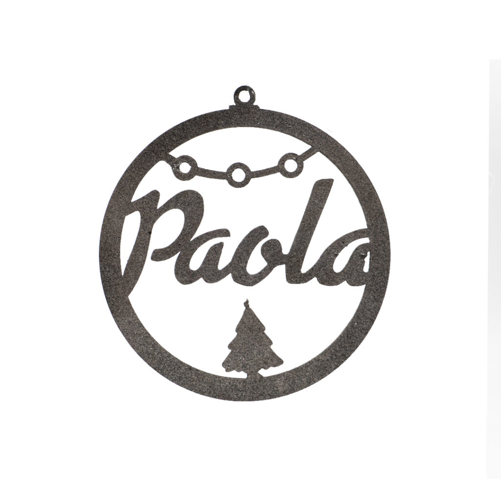 Pallina di Natale Personalizzata con Nome "Paola" in Ferro Inciso a Laser